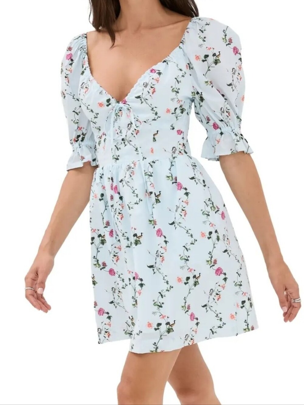 Hill House The Ophelia Mini Dress in Pond Floral Xs